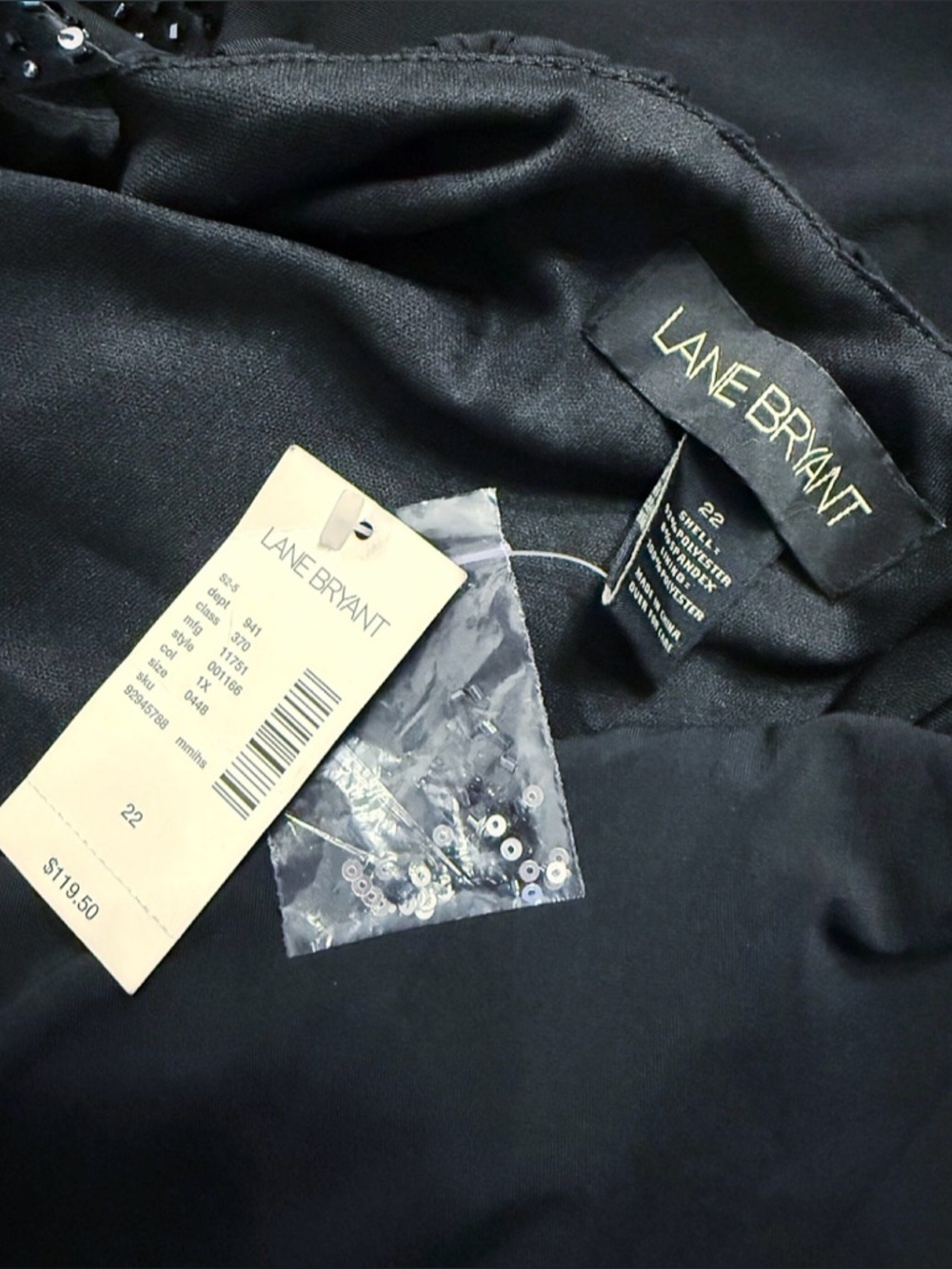 Lane Bryant NWT Black Beaded High Low Dress Size 22 - Picture 6 of 11